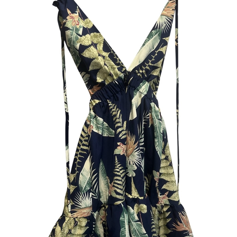 Tropical Print V-Neck Dress